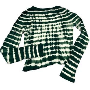 Victoria's Secret PINK‎ Tee Tie Dye Cropped Green Long Sleeve Shirt Women's S